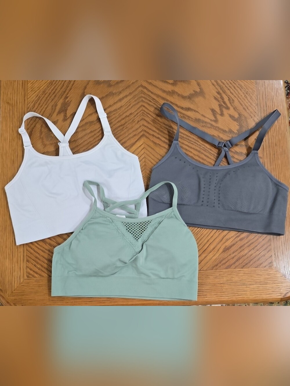 SO & 2- All In Motion of Seamless Sports Bralettes - White, Sage, Gray